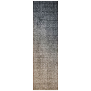 Homeroots 8' Runner Taupe And Gray Ombre Washable Non Skid Indoor Outdoor Runner Rug Gray Polyester 563701