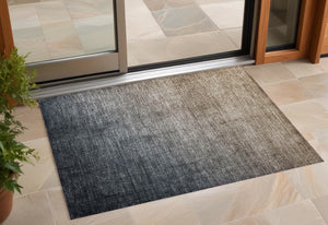Homeroots 3' X 5' Taupe And Gray Ombre Washable Non Skid Indoor Outdoor Area Rug Gray Polyester 563703
