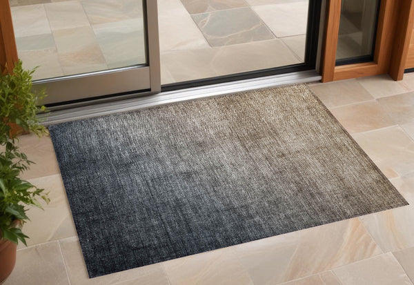 Homeroots 3' X 5' Taupe And Gray Ombre Washable Non Skid Indoor Outdoor Area Rug Gray Polyester 563703