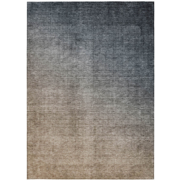 Homeroots 5' X 8' Taupe And Gray Ombre Washable Non Skid Indoor Outdoor Area Rug Gray Polyester 563704