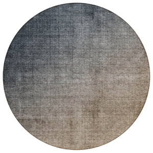 Homeroots 8' Round Taupe And Gray Round Ombre Washable Non Skid Indoor Outdoor Area Rug Gray Polyester 563705