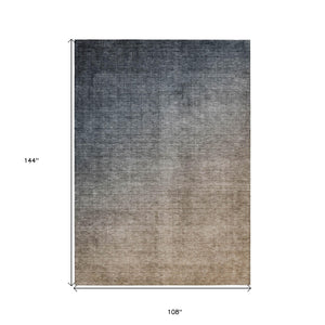 Homeroots 9' X 12' Taupe And Gray Ombre Washable Non Skid Indoor Outdoor Area Rug Gray Polyester 563707