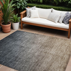 Homeroots 9' X 12' Taupe And Gray Ombre Washable Non Skid Indoor Outdoor Area Rug Gray Polyester 563707