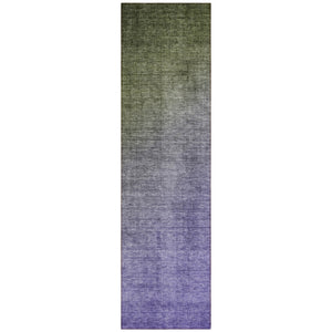 Homeroots 8' Runner Olive Green And Purple Ombre Washable Non Skid Indoor Outdoor Runner Rug Olive Polyester 563719
