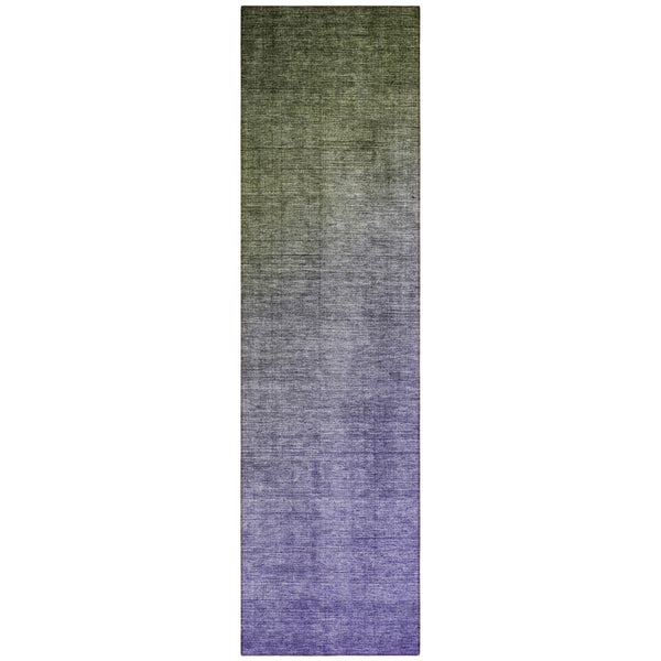 Homeroots 8' Runner Olive Green And Purple Ombre Washable Non Skid Indoor Outdoor Runner Rug Olive Polyester 563719