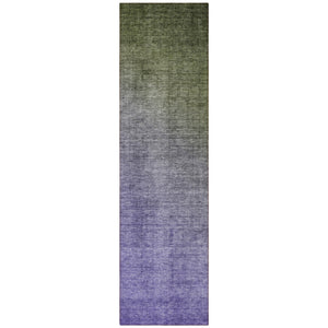 Homeroots 8' Runner Olive Green And Purple Ombre Washable Non Skid Indoor Outdoor Runner Rug Olive Polyester 563719
