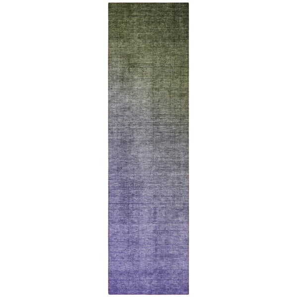 Homeroots 8' Runner Olive Green And Purple Ombre Washable Non Skid Indoor Outdoor Runner Rug Olive Polyester 563719