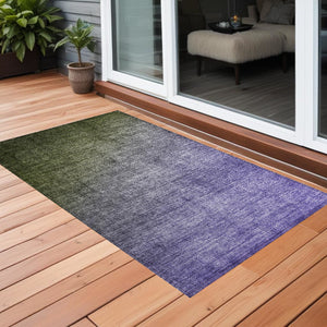 Homeroots 8' Blue And Green Ombre Washable Area Rug For Indoor And Outdoor Spaces - Stain Resistant Comfort 3' X 5' Polyester 563721