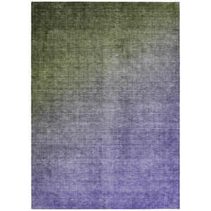 Homeroots 5' X 8' Olive Green And Purple Ombre Washable Non Skid Indoor Outdoor Area Rug Olive Polyester 563722