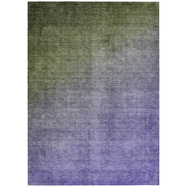 Homeroots 5' X 8' Olive Green And Purple Ombre Washable Non Skid Indoor Outdoor Area Rug Olive Polyester 563722