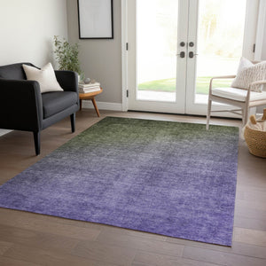 HomeRoots 5' Modern Blue Green Ombre Washable Area Rug - Non-Skid, Stain-Resistant, Indoor/Outdoor Decor 5' X 8' 563722