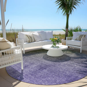 Homeroots 8' Round Olive Green And Purple Round Ombre Washable Non Skid Indoor Outdoor Area Rug Olive Polyester 563723