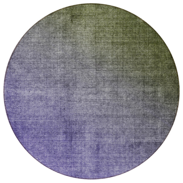Homeroots 8' Round Olive Green And Purple Round Ombre Washable Non Skid Indoor Outdoor Area Rug Olive Polyester 563723