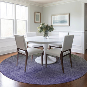 HomeRoots 5' Modern Blue Green Ombre Washable Area Rug - Non-Skid, Stain-Resistant, Indoor/Outdoor Decor 8' Round 563723