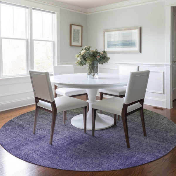 HomeRoots 5' Modern Blue Green Ombre Washable Area Rug - Non-Skid, Stain-Resistant, Indoor/Outdoor Decor 8' Round 563723
