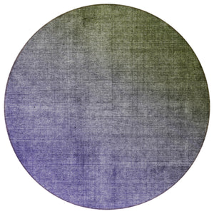 Homeroots 8' Round Olive Green And Purple Round Ombre Washable Non Skid Indoor Outdoor Area Rug Olive Polyester 563723