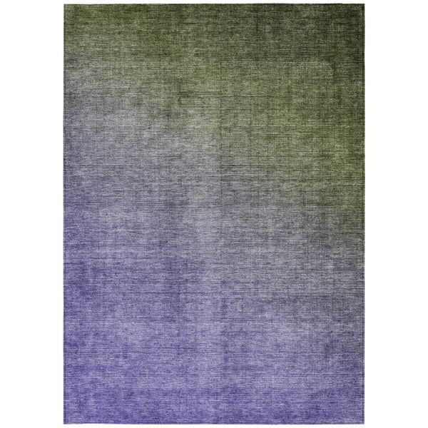 Homeroots 10' X 14' Olive Green And Purple Ombre Washable Non Skid Indoor Outdoor Area Rug Olive Polyester 563726