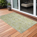 Homeroots 3' X 5' Artichoke Green Oriental Washable Non Skid Indoor Outdoor Area Rug Aloe Polyester 563739