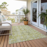 Homeroots 3' X 5' Artichoke Green Oriental Washable Non Skid Indoor Outdoor Area Rug Aloe Polyester 563739