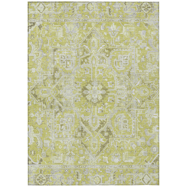 Homeroots 3' X 5' Artichoke Green Oriental Washable Non Skid Indoor Outdoor Area Rug Aloe Polyester 563739