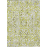 Homeroots 3' X 5' Artichoke Green Oriental Washable Non Skid Indoor Outdoor Area Rug Aloe Polyester 563739