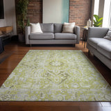 Homeroots 3' X 5' Artichoke Green Oriental Washable Non Skid Indoor Outdoor Area Rug Aloe Polyester 563739