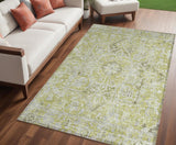 Homeroots 5' X 8' Artichoke Green Oriental Washable Non Skid Indoor Outdoor Area Rug Aloe Polyester 563740