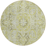 Homeroots 8' Round Artichoke Green Round Oriental Washable Non Skid Indoor Outdoor Area Rug Aloe Polyester 563741