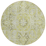 Homeroots 8' Round Artichoke Green Round Oriental Washable Non Skid Indoor Outdoor Area Rug Aloe Polyester 563741