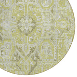 Homeroots 8' Round Artichoke Green Round Oriental Washable Non Skid Indoor Outdoor Area Rug Aloe Polyester 563741