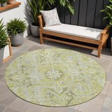 Homeroots 8' Round Artichoke Green Round Oriental Washable Non Skid Indoor Outdoor Area Rug Aloe Polyester 563741