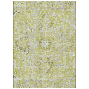 Homeroots 8' X 10' Artichoke Green Oriental Washable Non Skid Indoor Outdoor Area Rug Aloe Polyester 563742