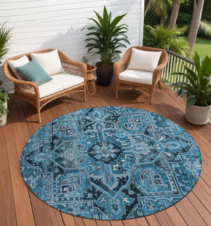 Homeroots 8' Runner Artichoke Green Oriental Washable Rug - Stylish Stain Resistant Non-skid For Indoors & Outdoors 8' Round Polyester 563750