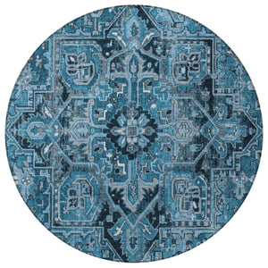 Homeroots 8' Runner Artichoke Green Oriental Washable Rug - Stylish Stain Resistant Non-skid For Indoors & Outdoors 8' Round Polyester 563750