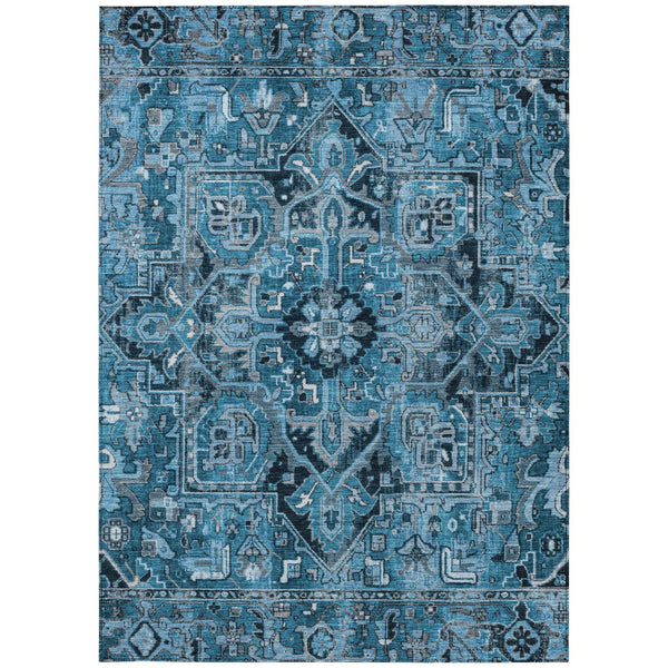 Homeroots 8' Runner Artichoke Green Oriental Washable Rug - Stylish Stain Resistant Non-skid For Indoors & Outdoors 8' X 10' Polyester 563751