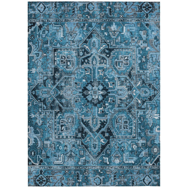 HomeRoots 5' Timeless Artichoke Green Oriental Area Rug - Washable, Non-Skid, Indoor/Outdoor Versatility 10' X 14' 563753