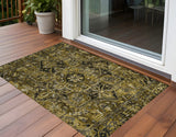 Homeroots 3' X 5' Coffee And Gray Oriental Washable Non Skid Indoor Outdoor Area Rug Brown Polyester 563757