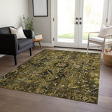 Homeroots 3' X 5' Coffee And Gray Oriental Washable Non Skid Indoor Outdoor Area Rug Brown Polyester 563757