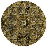 Homeroots 8' Round Coffee And Gray Round Oriental Washable Non Skid Indoor Outdoor Area Rug Brown Polyester 563759