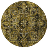 Homeroots 8' Round Coffee And Gray Round Oriental Washable Non Skid Indoor Outdoor Area Rug Brown Polyester 563759