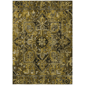 Homeroots 8' Runner Artichoke Green Oriental Washable Rug - Stylish Stain Resistant Non-skid For Indoors & Outdoors 8' X 10' Polyester 563760