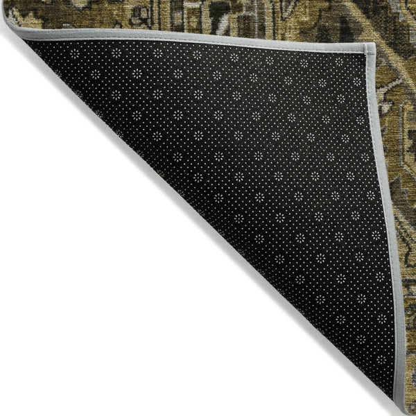 Homeroots 8' Runner Artichoke Green Oriental Washable Rug - Stylish Stain Resistant Non-skid For Indoors & Outdoors 8' X 10' Polyester 563760