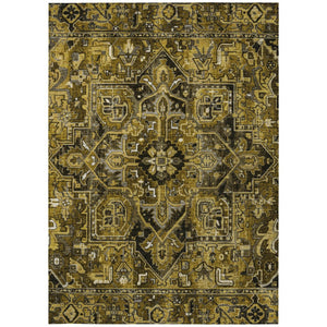 HomeRoots 5' Timeless Artichoke Green Oriental Area Rug - Washable, Non-Skid, Indoor/Outdoor Versatility 9' X 12' 563761