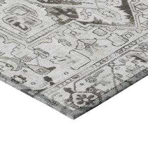 Homeroots 8' Runner Artichoke Green Oriental Washable Rug - Stylish Stain Resistant Non-skid For Indoors & Outdoors 3' X 5' Polyester 563766