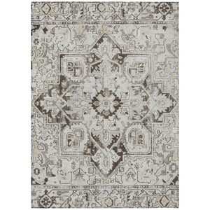 HomeRoots 5' Timeless Artichoke Green Oriental Area Rug - Washable, Non-Skid, Indoor/Outdoor Versatility 5' X 8' 563767
