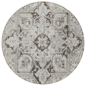 Homeroots 8' Runner Artichoke Green Oriental Washable Rug - Stylish Stain Resistant Non-skid For Indoors & Outdoors 8' Round Polyester 563768