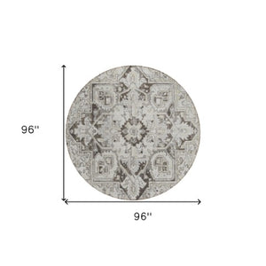 Homeroots 8' Runner Artichoke Green Oriental Washable Rug - Stylish Stain Resistant Non-skid For Indoors & Outdoors 8' Round Polyester 563768