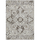 Homeroots 8' X 10' Ivory And Dark Brown Oriental Washable Non Skid Indoor Outdoor Area Rug Ivory Polyester 563769