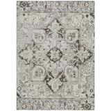 Homeroots 8' X 10' Ivory And Dark Brown Oriental Washable Non Skid Indoor Outdoor Area Rug Ivory Polyester 563769