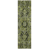 Homeroots 8' Runner Olive Green And Dark Green Oriental Washable Non Skid Indoor Outdoor Runner Rug Olive Polyester 563773